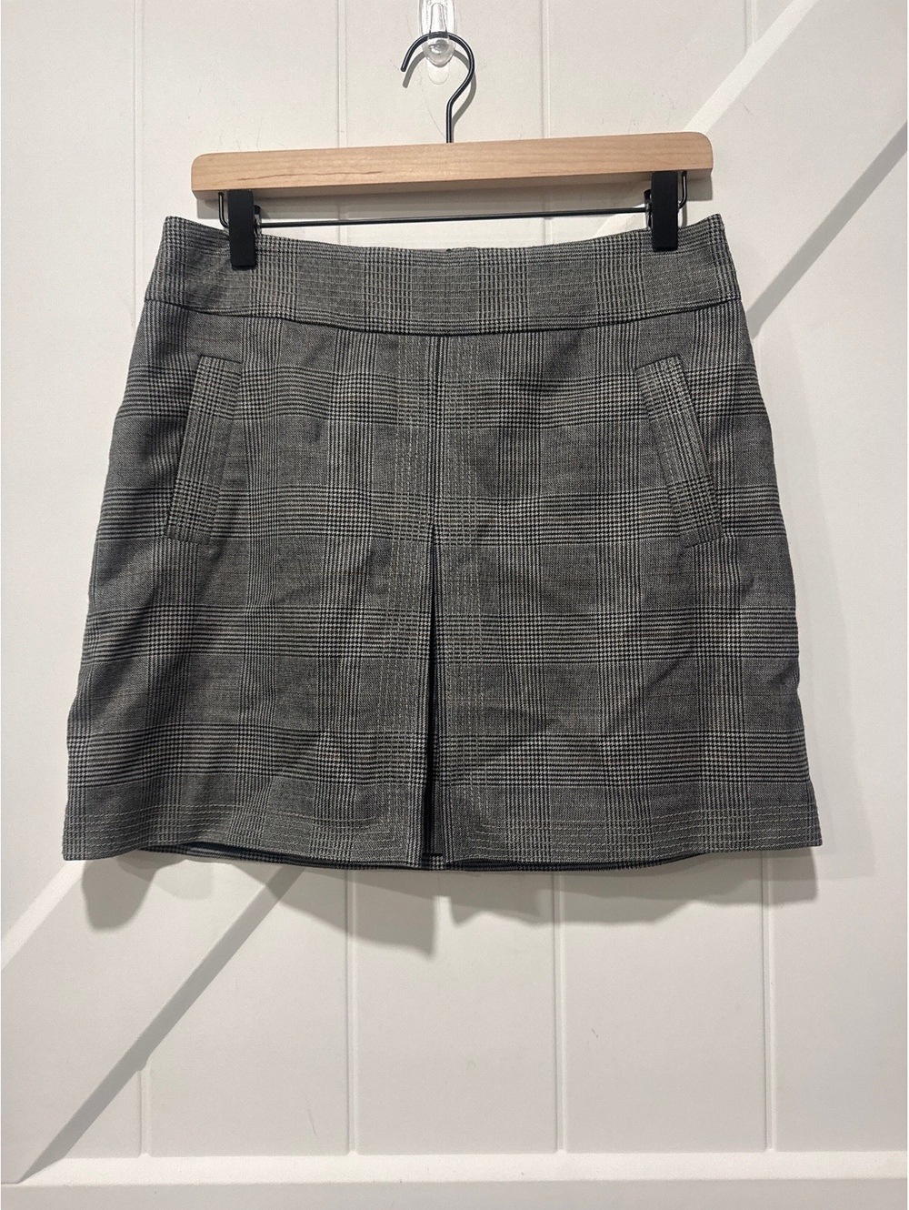 J.Crew Gray Plaid Wool Blend Pleated Mini Skirt Size 6